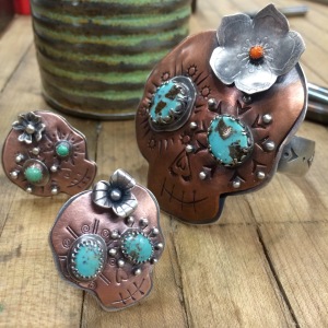 Limited Edition Sugar skull rings and cuff by Marisa Martinez 2015